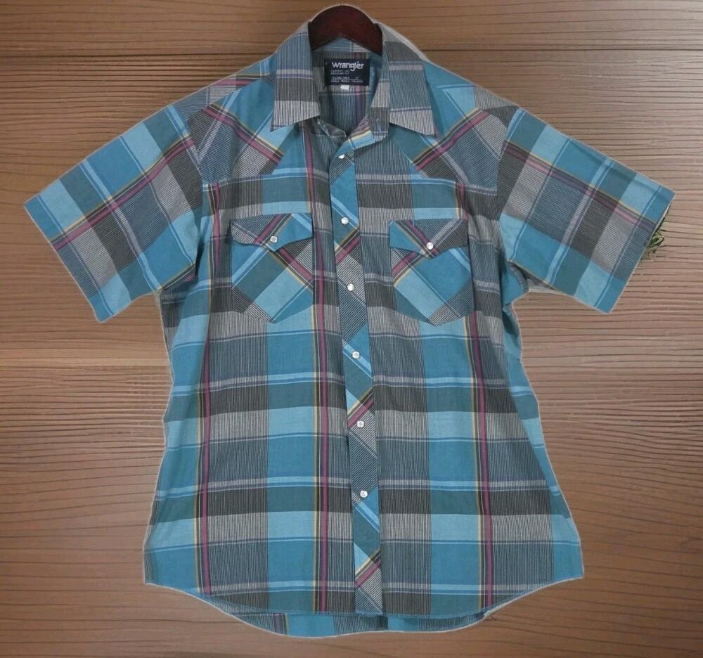 Wrangler Pearl Snap Cowboy Cut Regular Fit Western Shirt X-Long Tails 17 Size XL